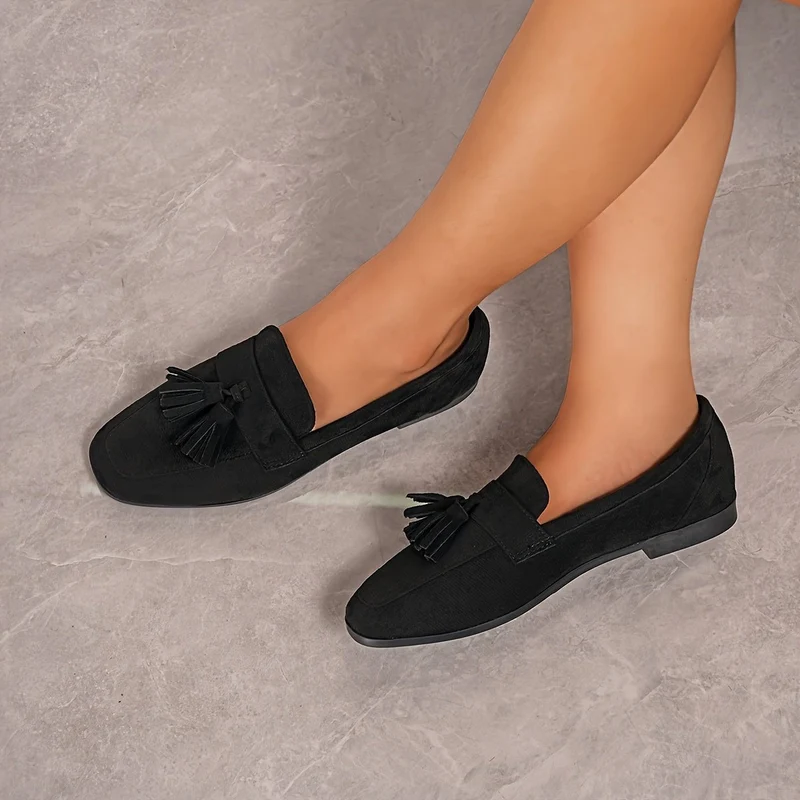Mocassin à Bout Carré en Daim pour Femmes