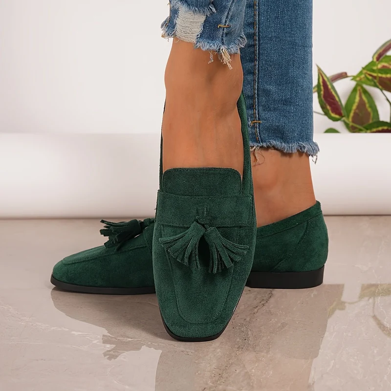 Mocassin à Bout Carré en Daim pour Femmes