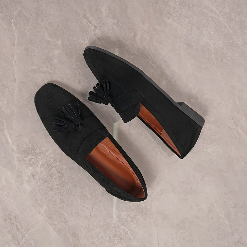 Mocassin à Bout Carré en Daim pour Femmes