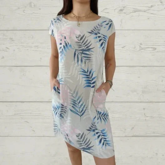 Robe Midi Imprimée à Manches Courtes pour Femmes