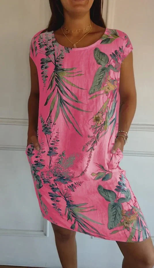 Robe Midi Imprimée à Manches Courtes pour Femmes
