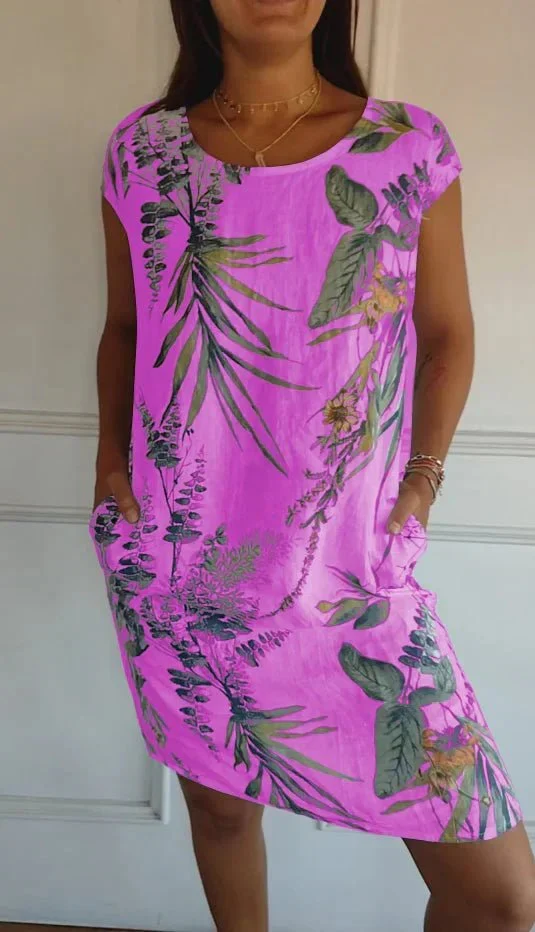 Robe Midi Imprimée à Manches Courtes pour Femmes