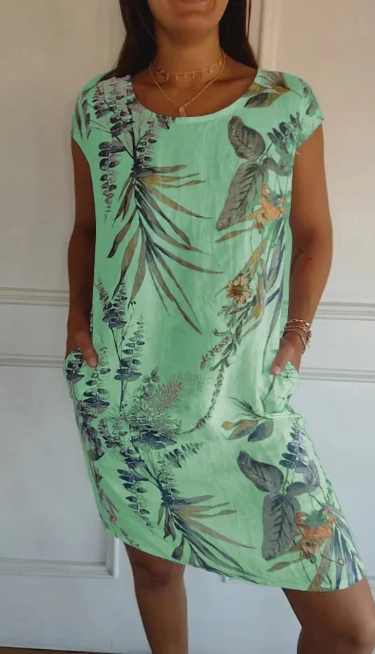 Robe Midi Imprimée à Manches Courtes pour Femmes