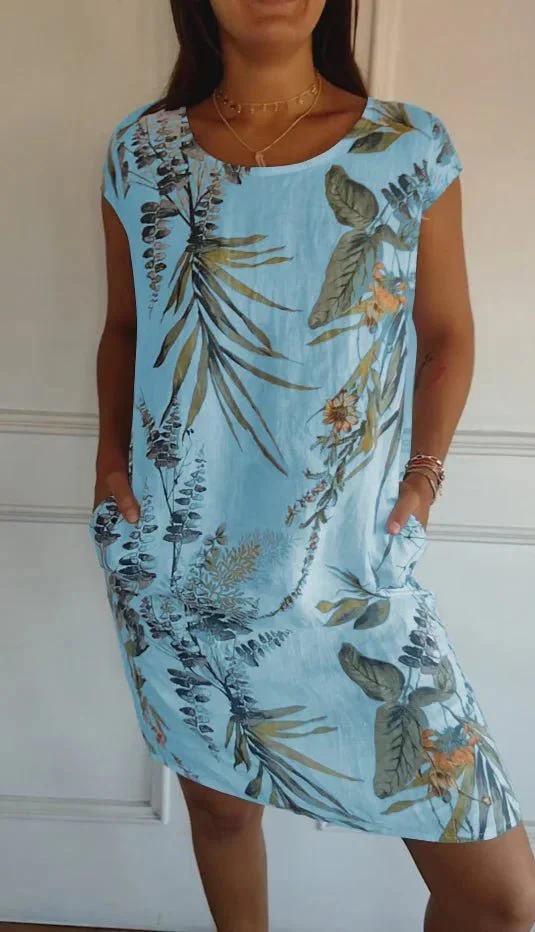 Robe Midi Imprimée à Manches Courtes pour Femmes