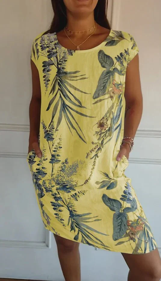 Robe Midi Imprimée à Manches Courtes pour Femmes