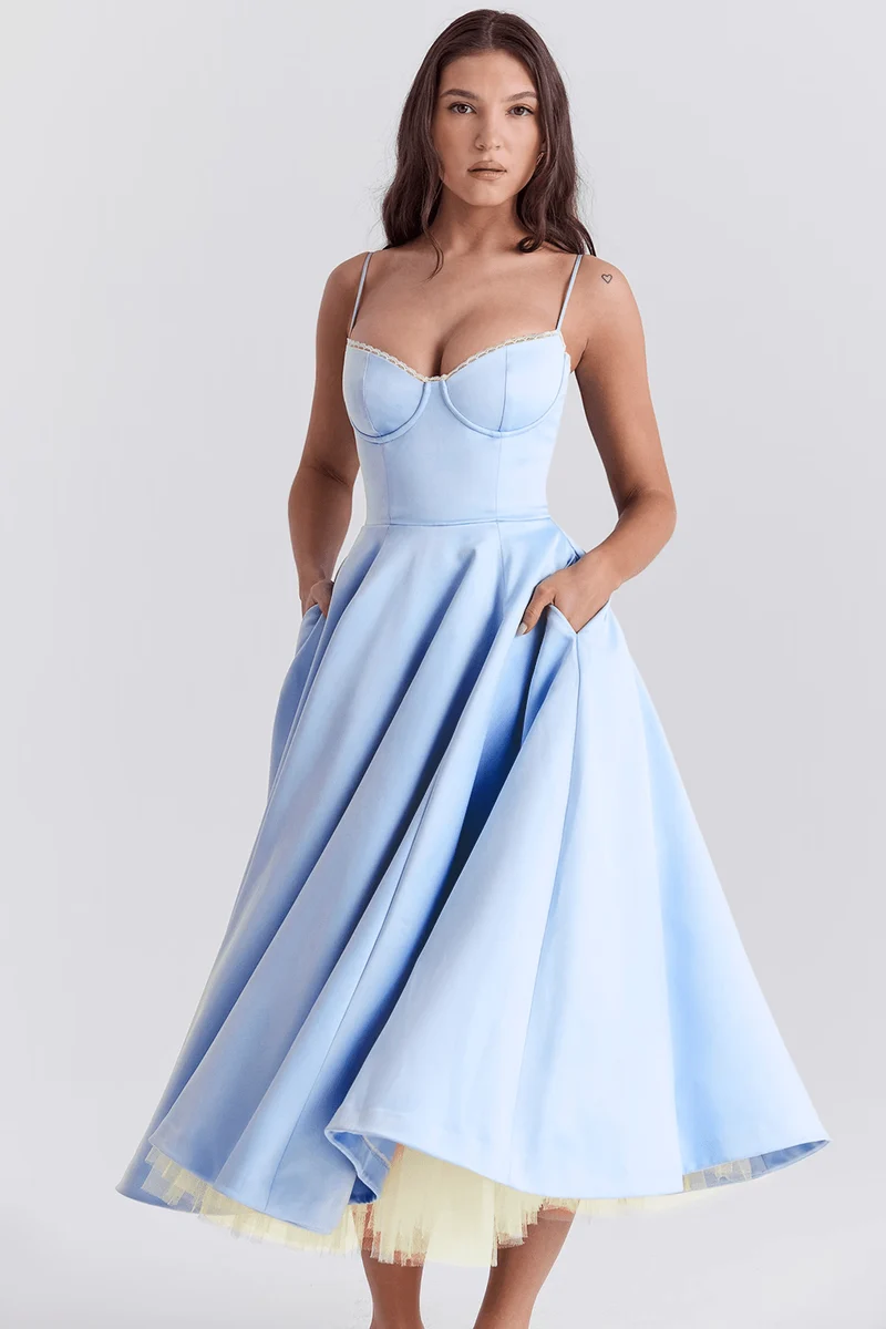 Robe Midi en Satin pour Femmes