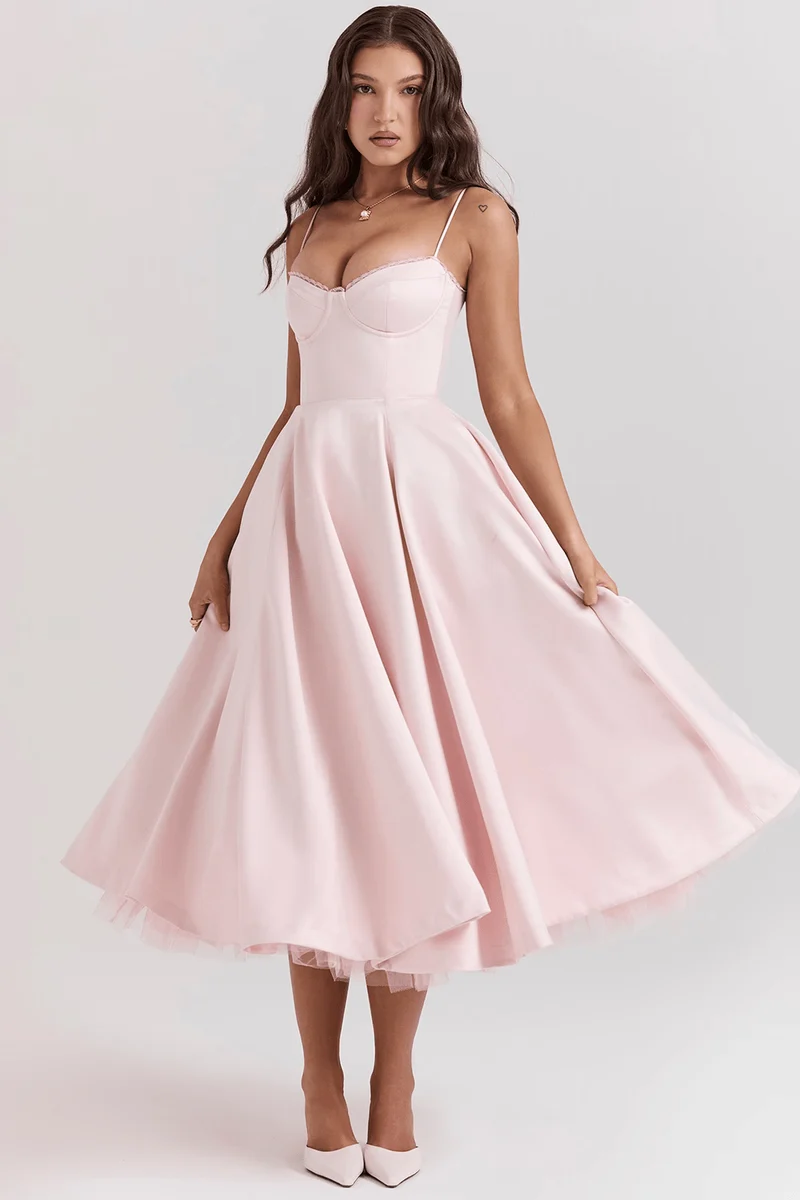 Robe Midi en Satin pour Femmes
