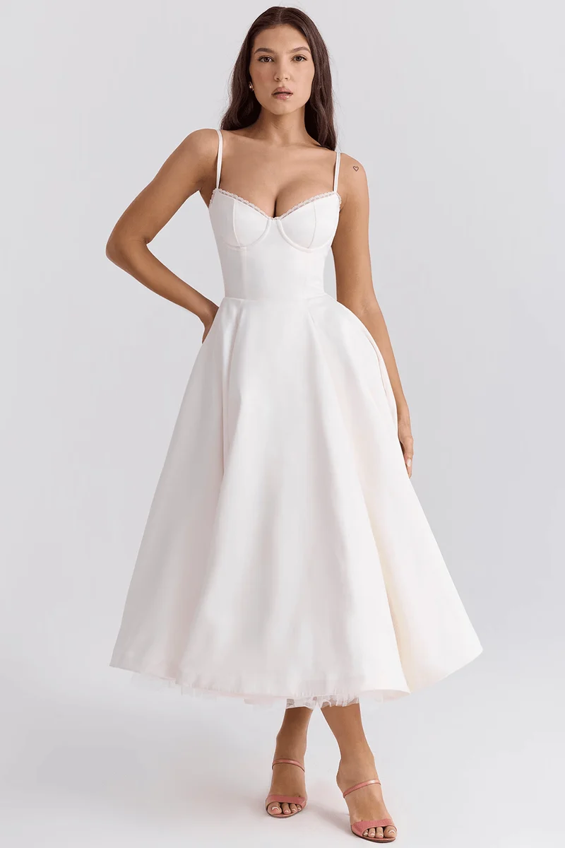 Robe Midi en Satin pour Femmes