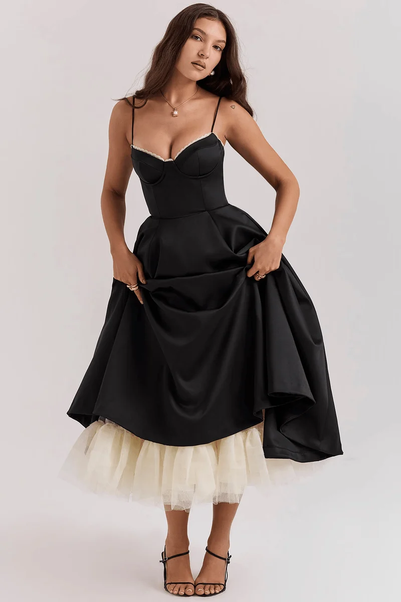 Robe Midi en Satin pour Femmes