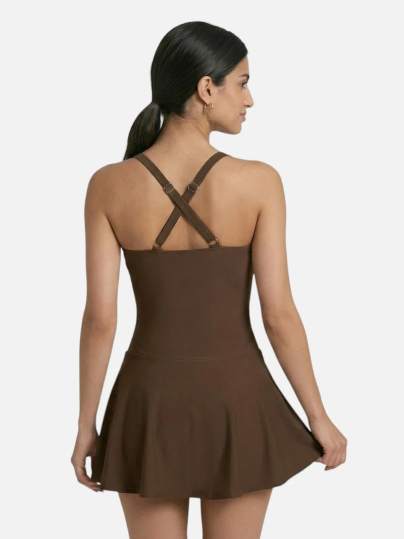 Maillot de Bain Une Pièce avec Jupette pour Femmes