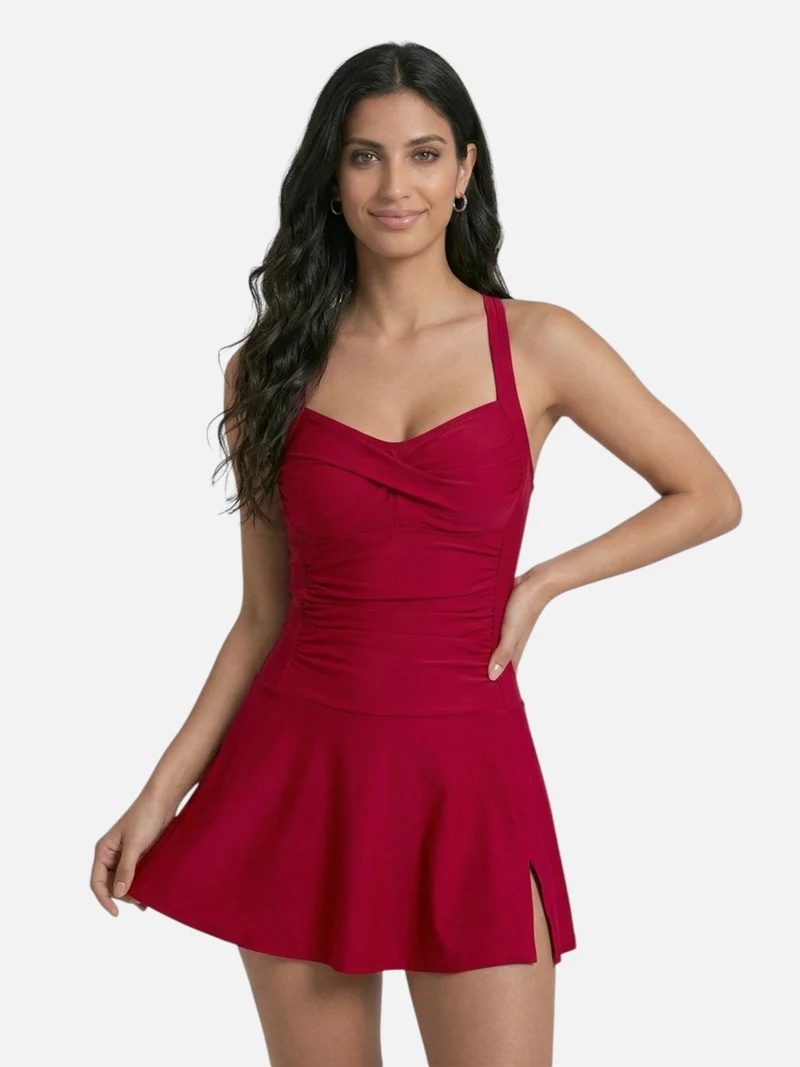 Maillot de Bain Une Pièce avec Jupette pour Femmes