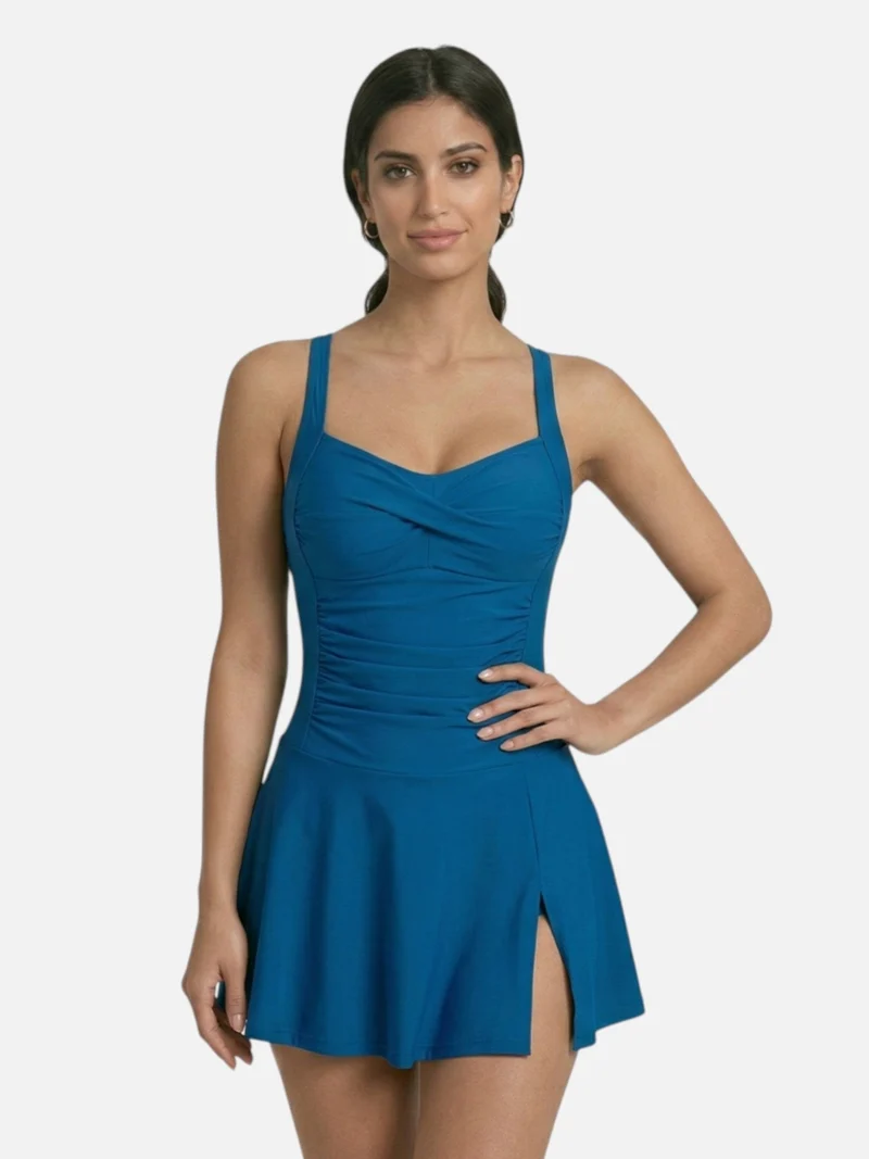 Maillot de Bain Une Pièce avec Jupette pour Femmes