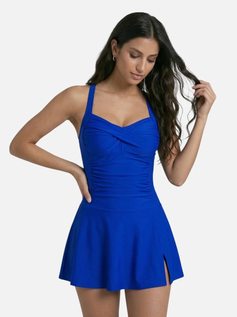 Maillot de Bain Une Pièce avec Jupette pour Femmes