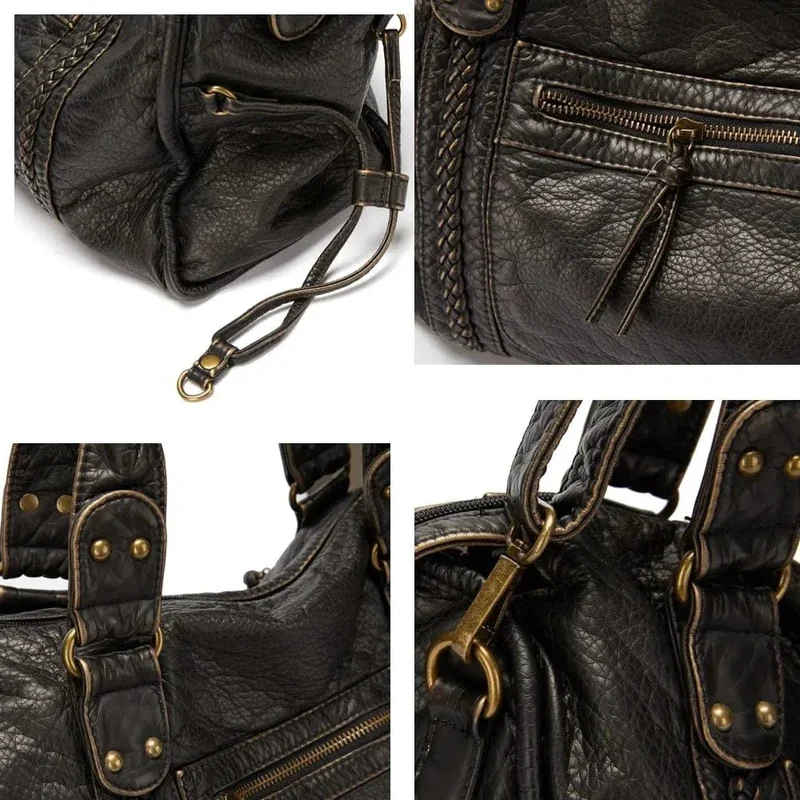 Sac à main vintage en cuir pour femmes