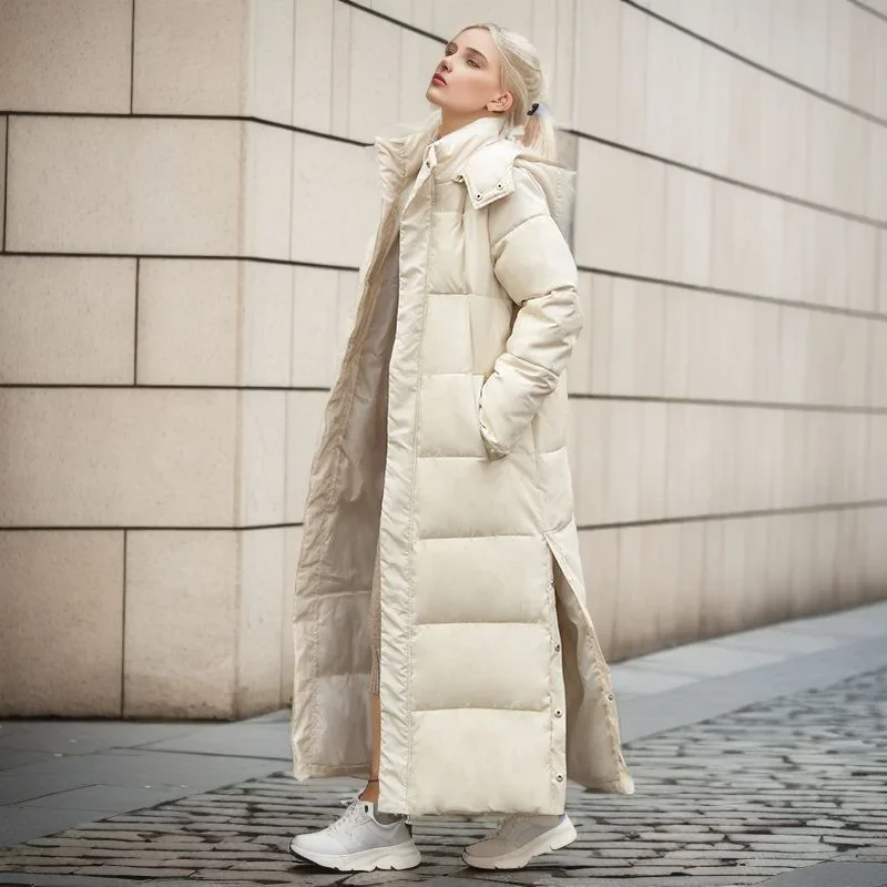Parka Longue Femme à Capuche Coupe Ajustée pour l’Hiver