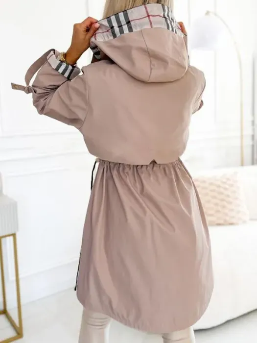 Manteau Imperméable Coupe-Vent Femme à Capuche
