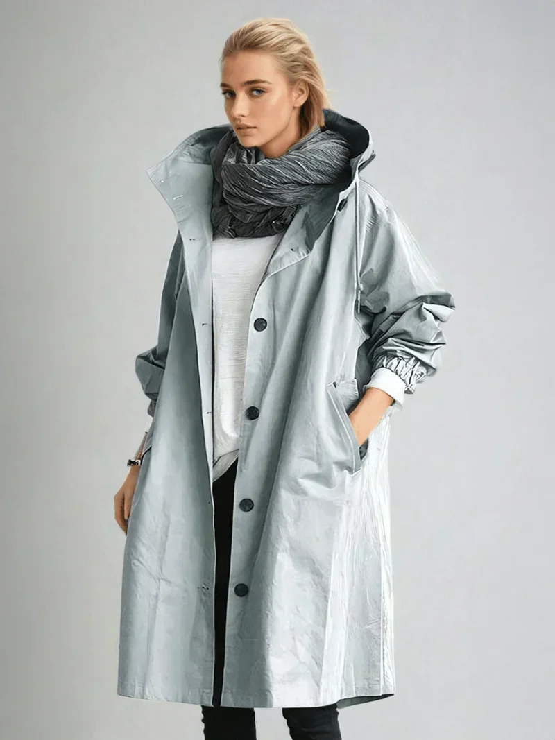 Imperméable Femme à Capuche Ceinturé