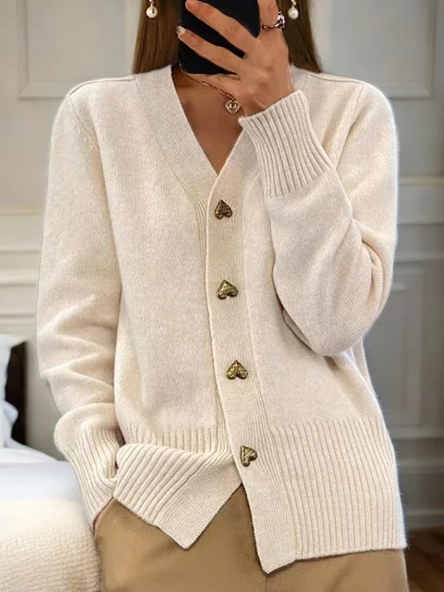 Cardigan Femme Épais en Maille Col V
