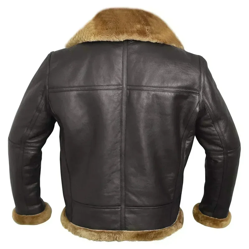 Veste en Cuir Homme Col Fourrure