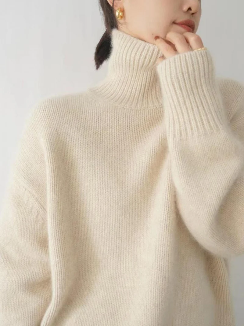 Pull Col Roulé Femme en Cachemire