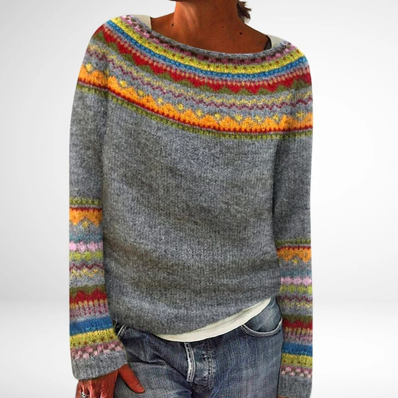 Pull Femme Motif Nordique en Laine Mélangée