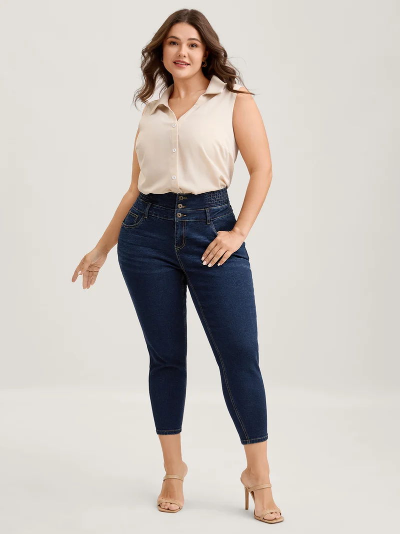 Waist-Cinching Sculpted Skinny-Fit Jeans