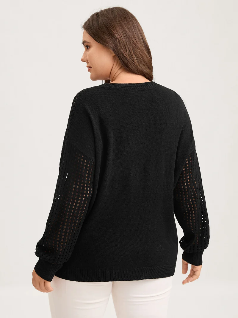 Jacquard Cut-Out Solid Pullover