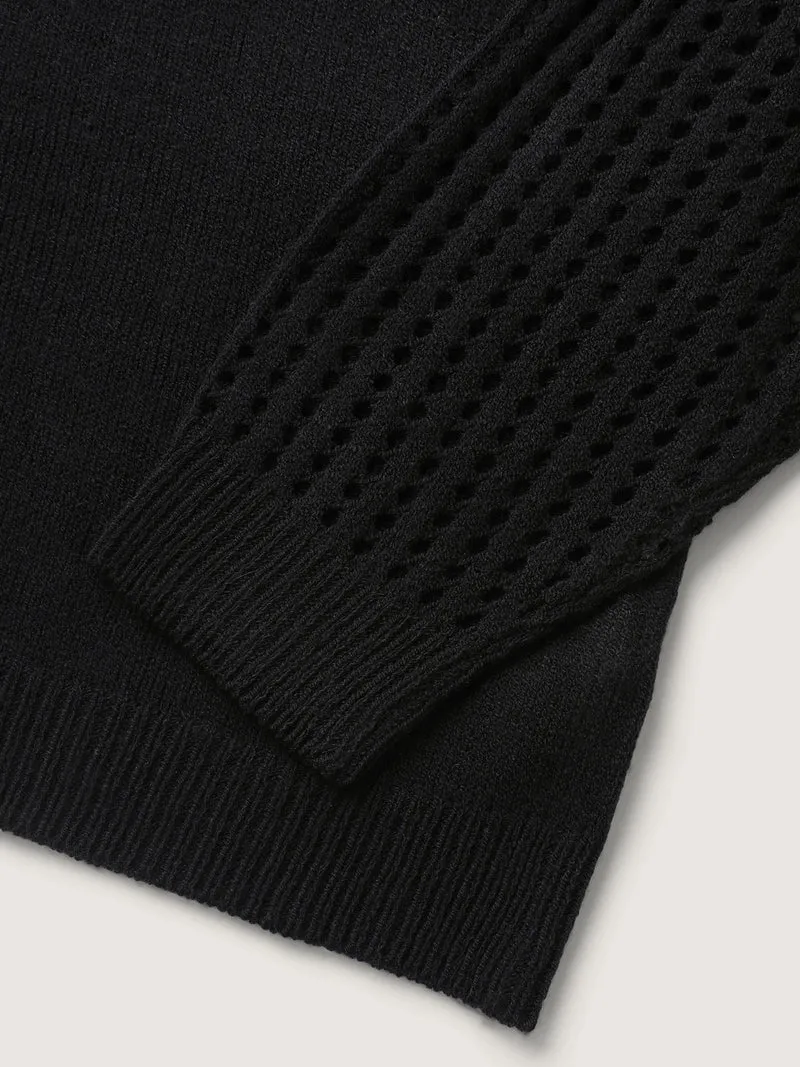 Jacquard Cut-Out Solid Pullover