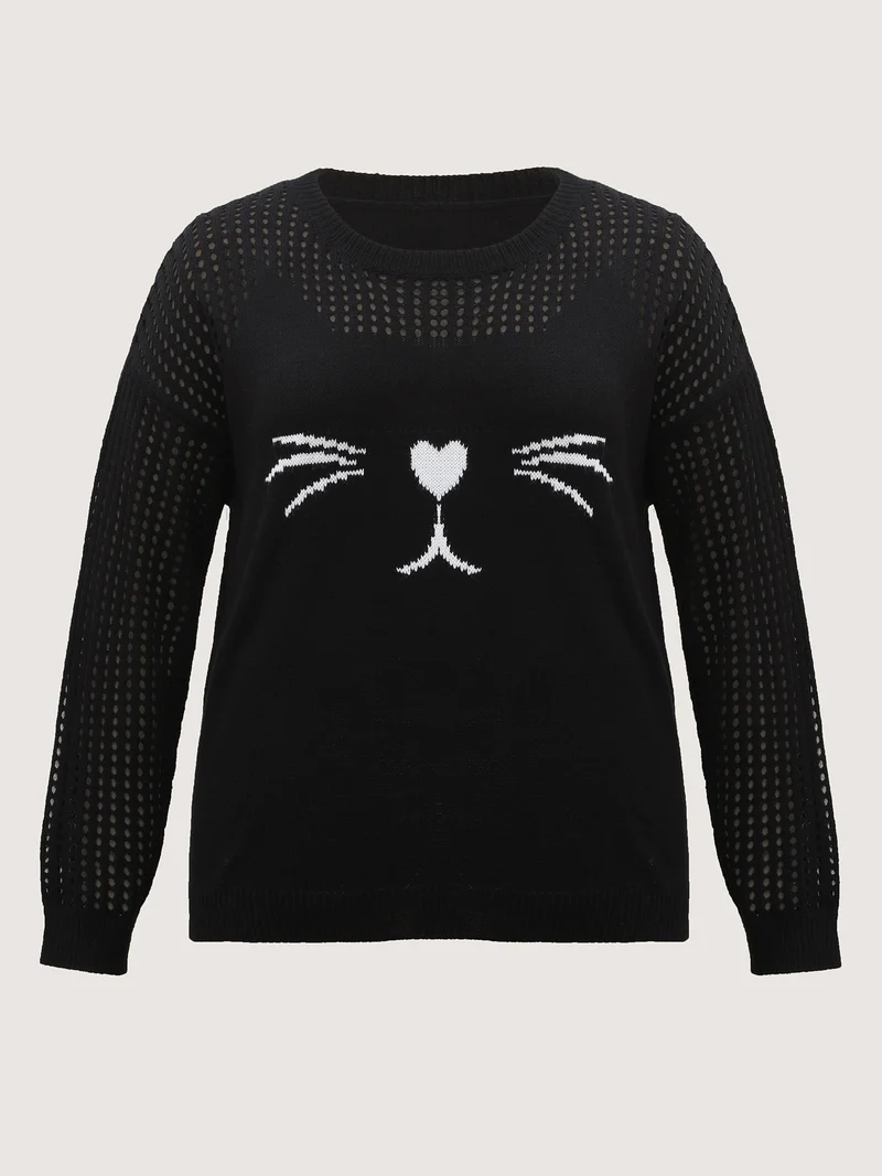 Jacquard Cut-Out Solid Pullover