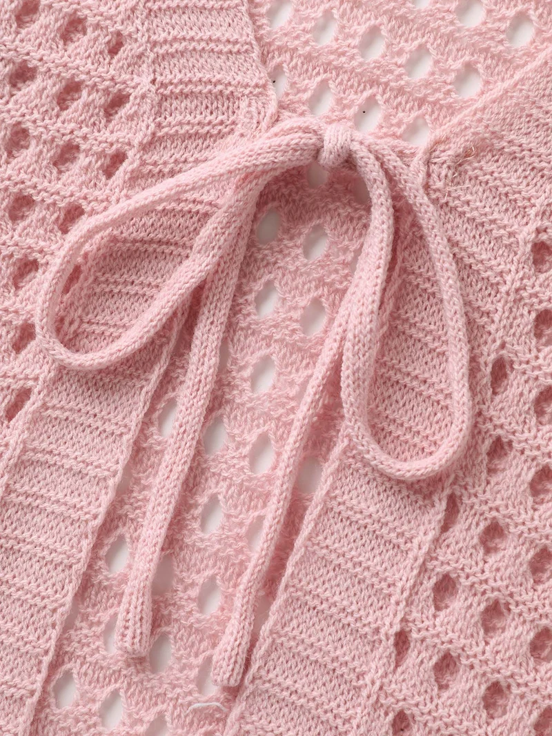 Strawberry Jacquard Embroidery Tie Knit Cardigan
