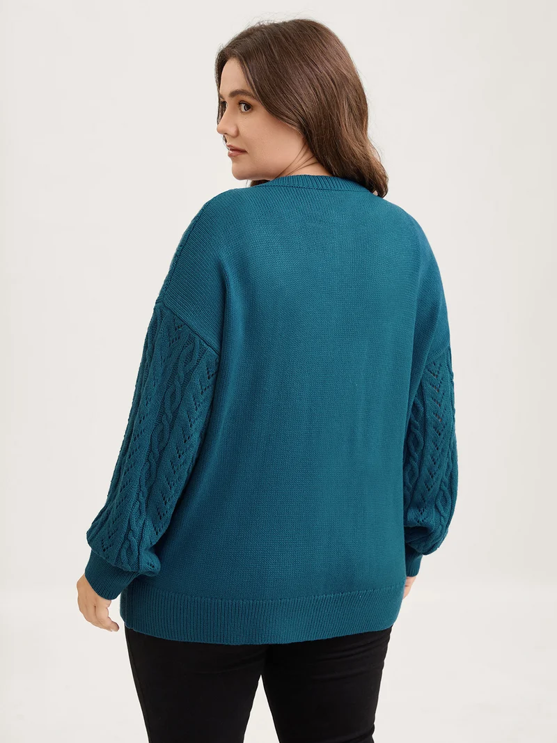 Texture Button Cable Knit Cardigan