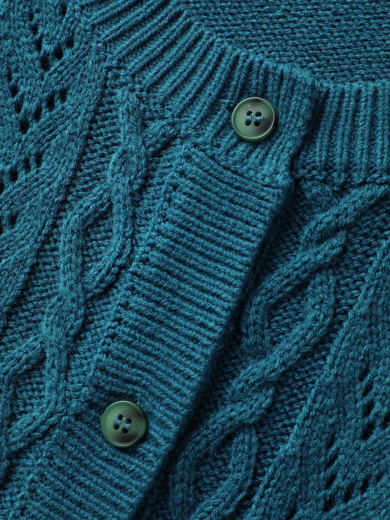 Texture Button Cable Knit Cardigan
