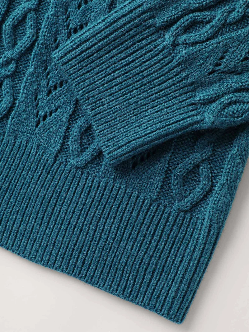 Texture Button Cable Knit Cardigan