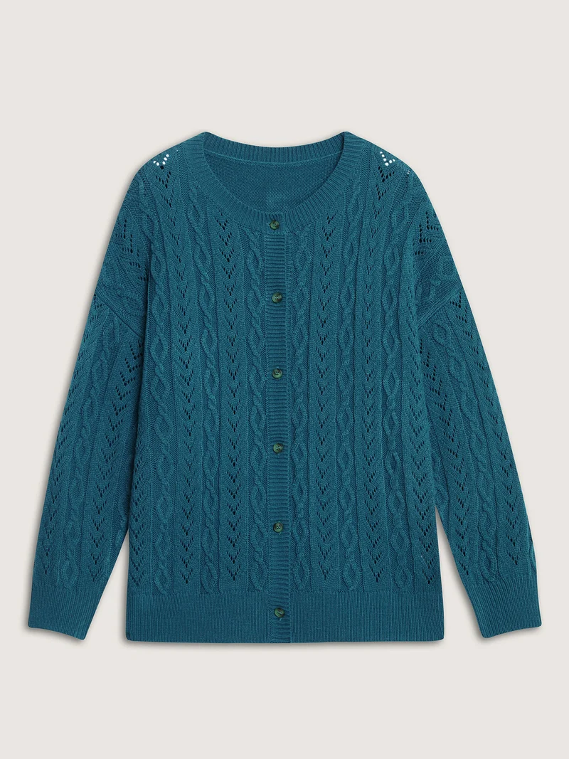 Texture Button Cable Knit Cardigan