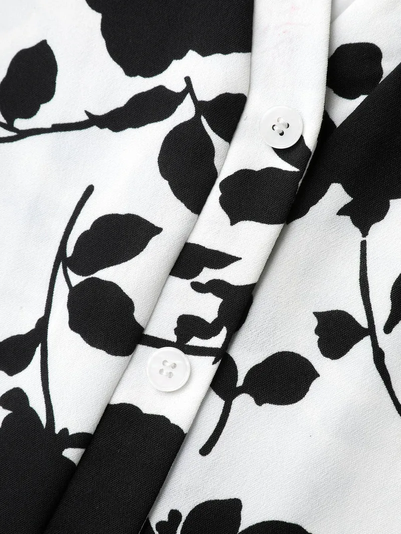 Floral Print Cut-Out Belted Midi Dress