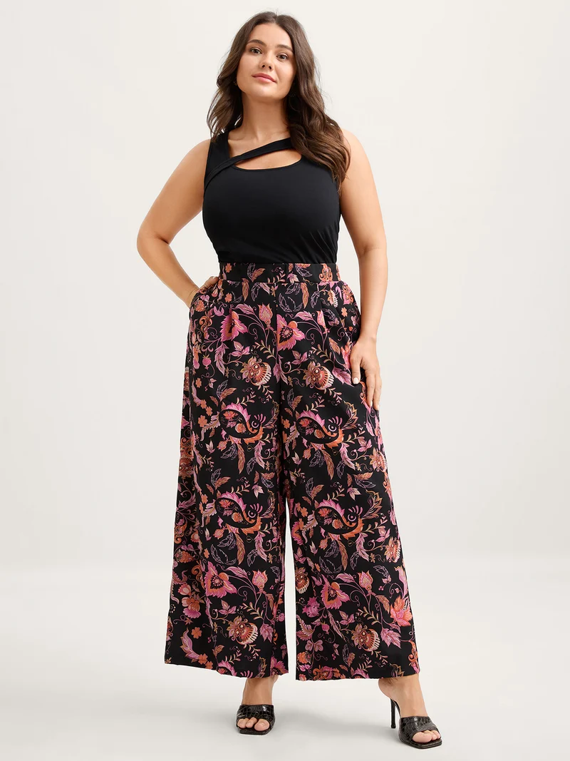 Paisley Print Wide-Leg Pants