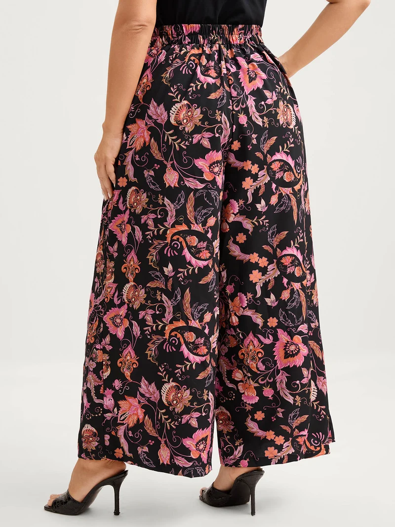 Paisley Print Wide-Leg Pants