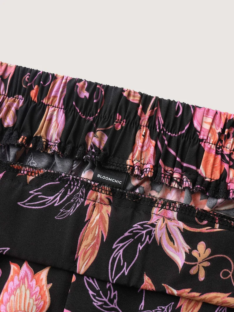 Paisley Print Wide-Leg Pants