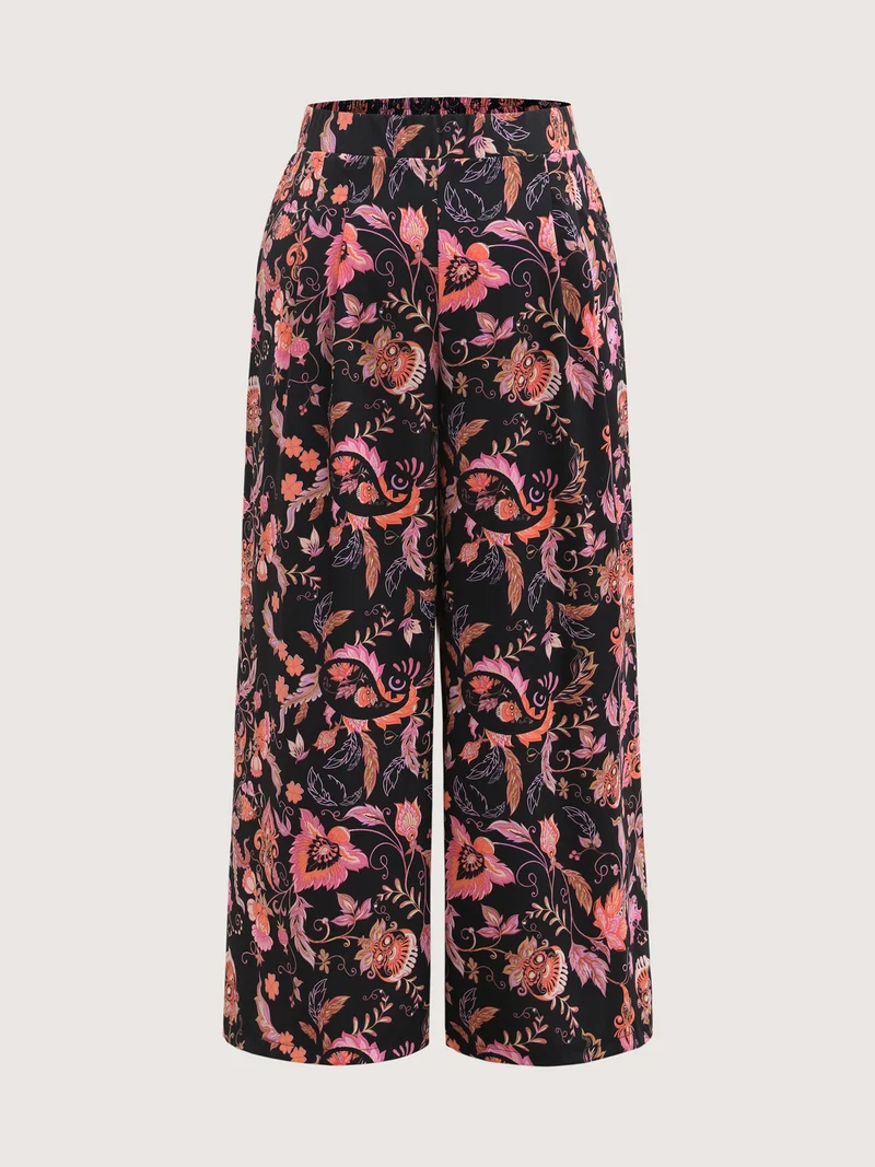 Paisley Print Wide-Leg Pants