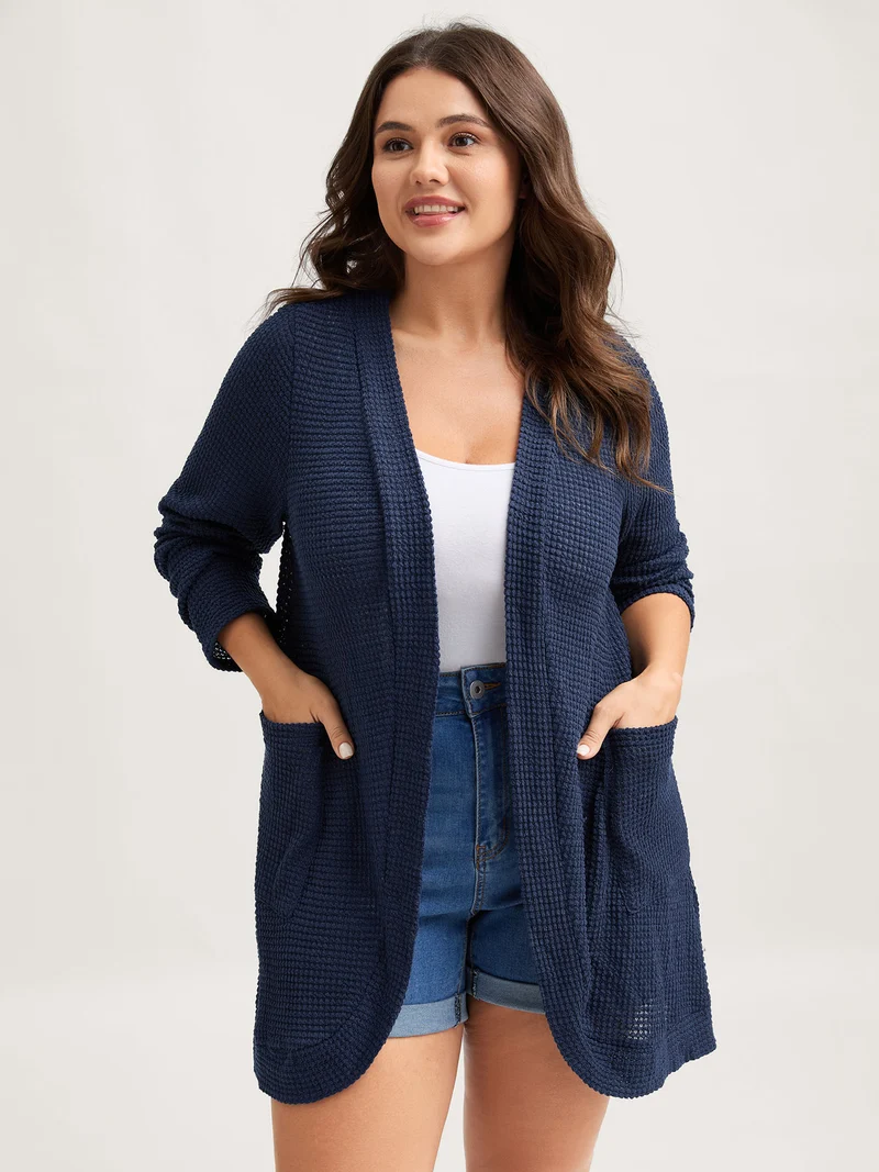 Waffle Textured Arc Hem Jacket