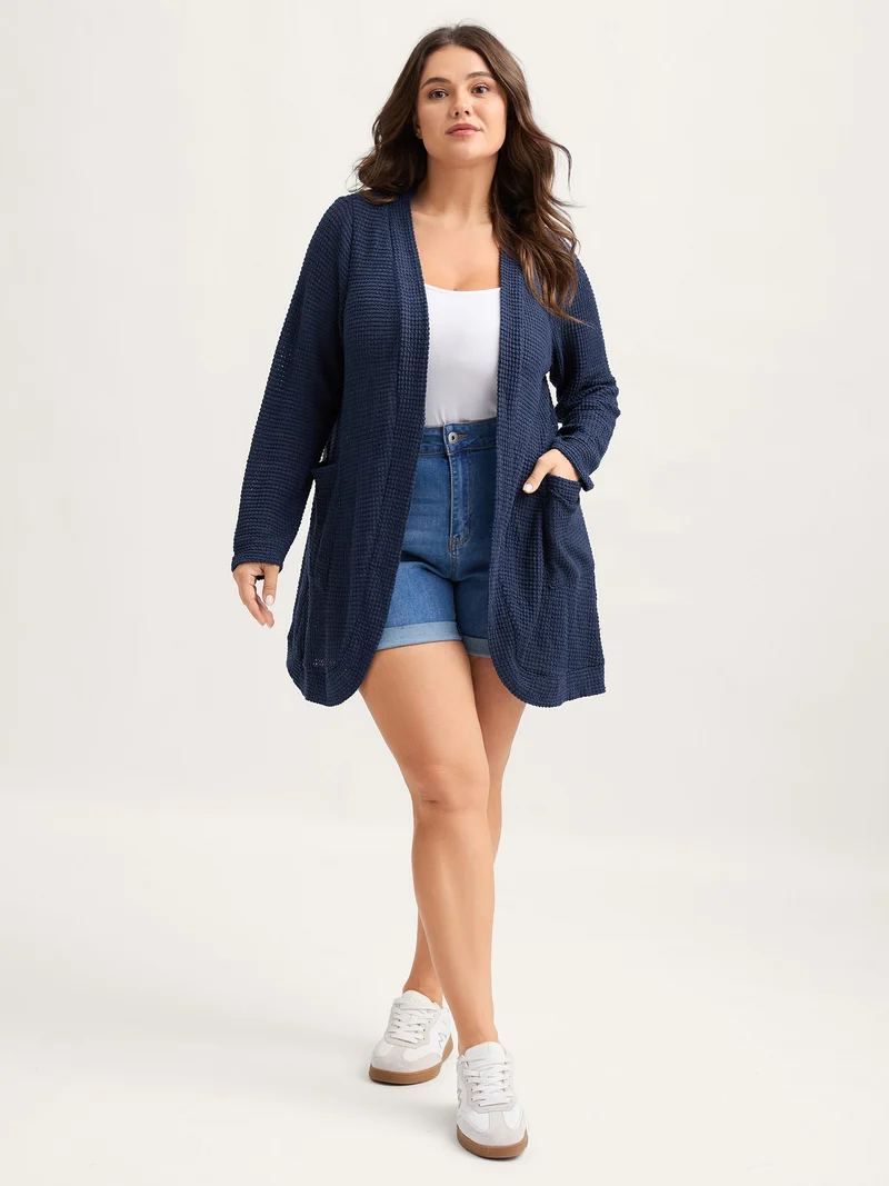 Waffle Textured Arc Hem Jacket