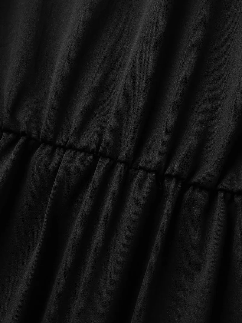 Cinched Flared Waist Button Detail Blouse