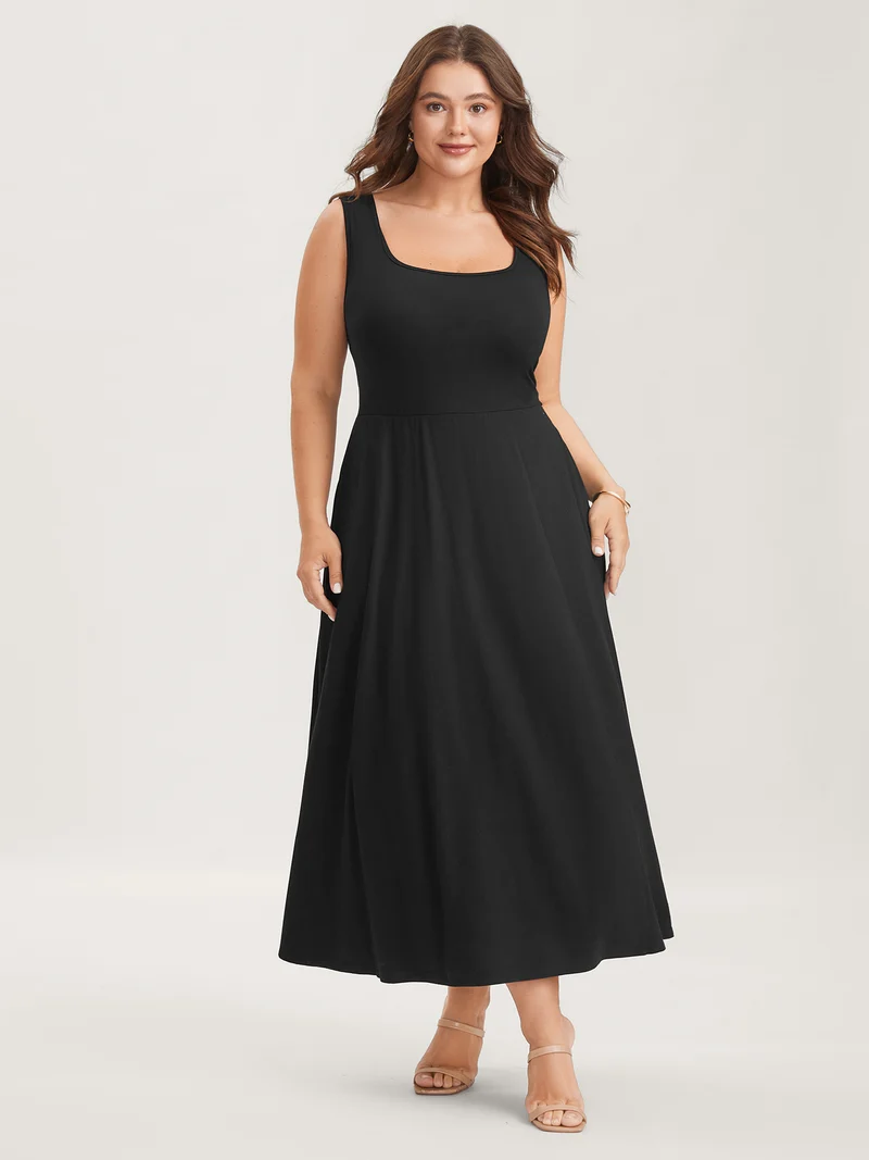 Sheer Back-Tie Plunging Neck Midi Dress