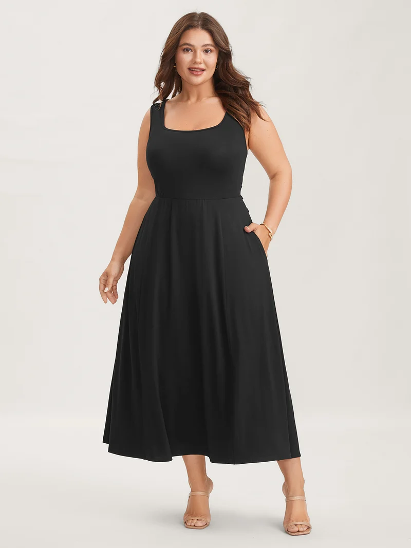 Sheer Back-Tie Plunging Neck Midi Dress