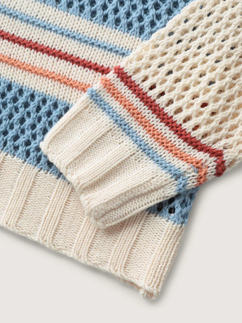 Color Block Textured Cut-Out Pullover