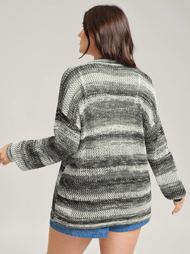 Heather Monochrome Striped Lightweight Cardigan