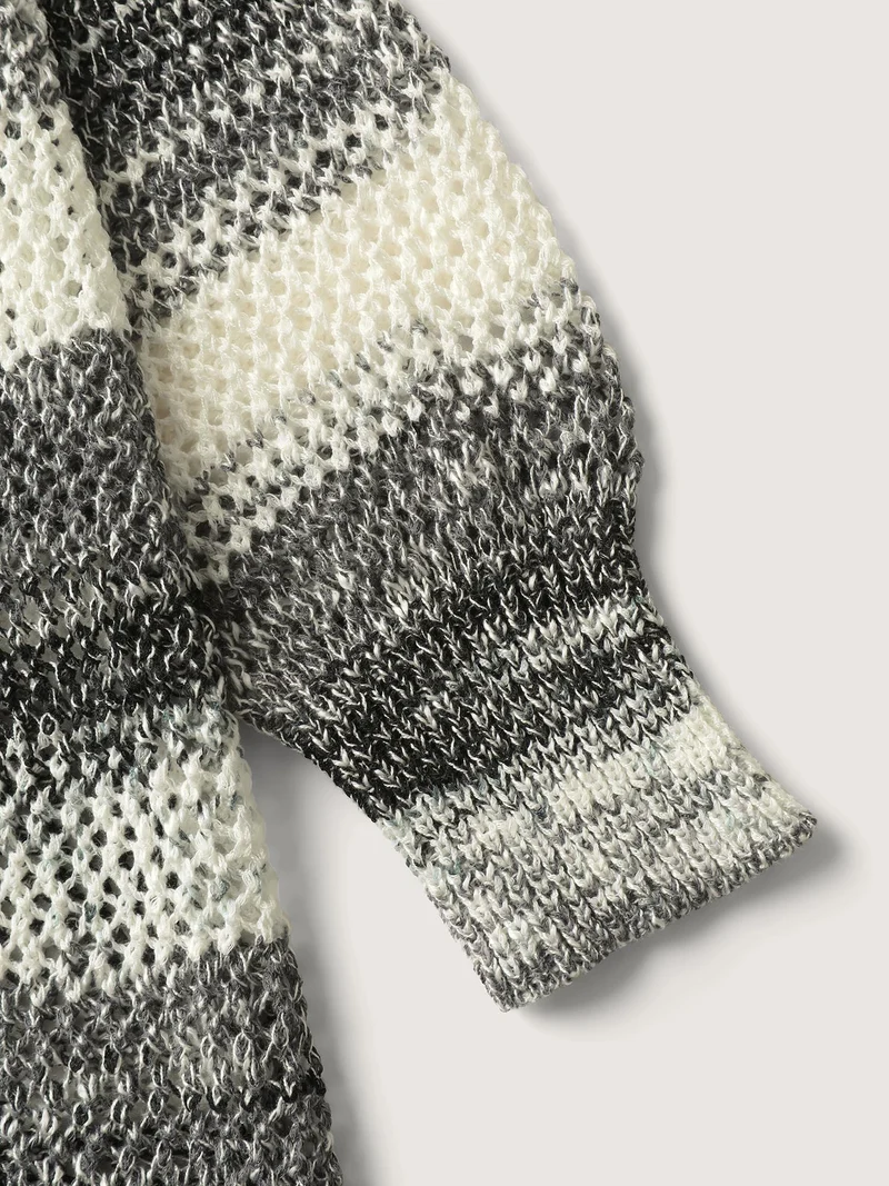 Heather Monochrome Striped Lightweight Cardigan