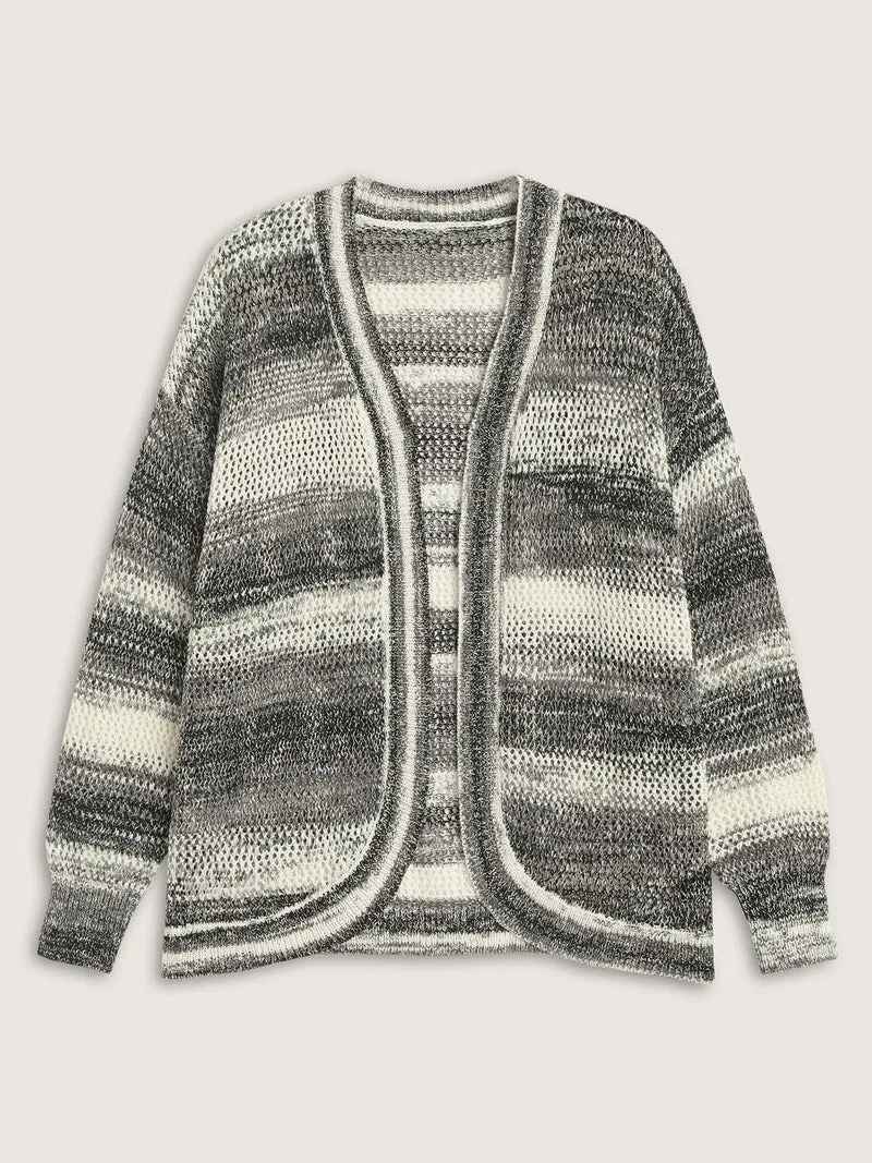 Heather Monochrome Striped Lightweight Cardigan