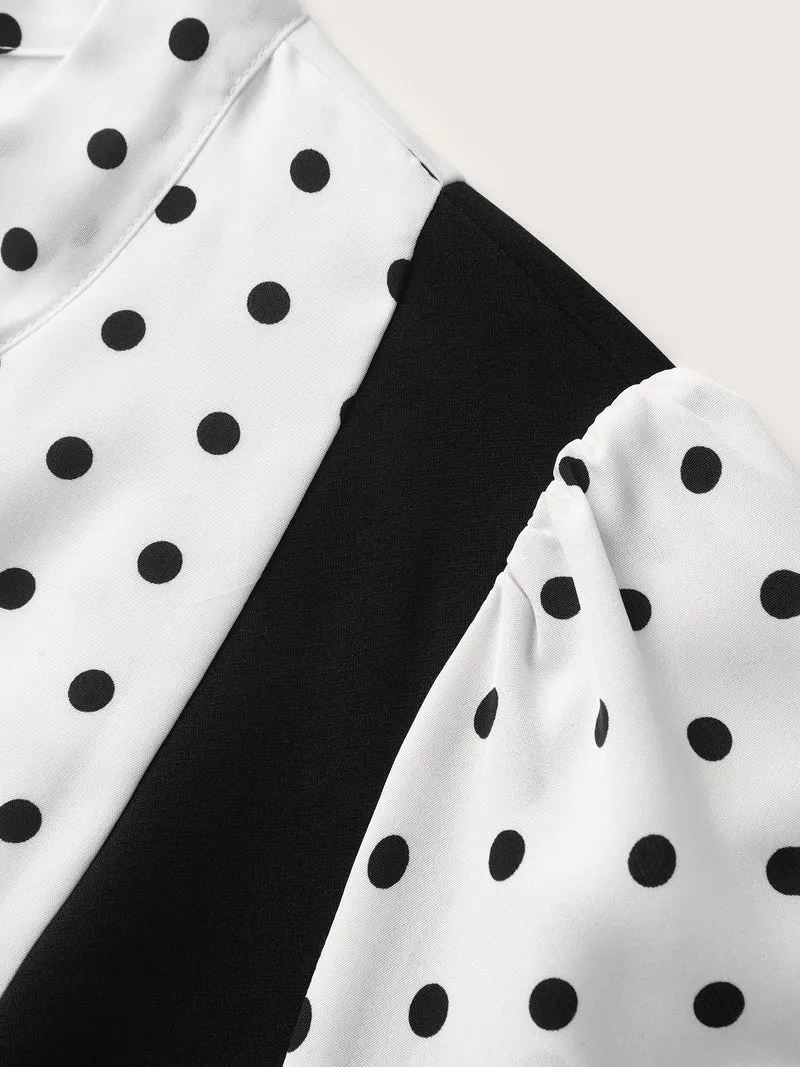 2-In-1 Polka Dots Overall Midi Dress
