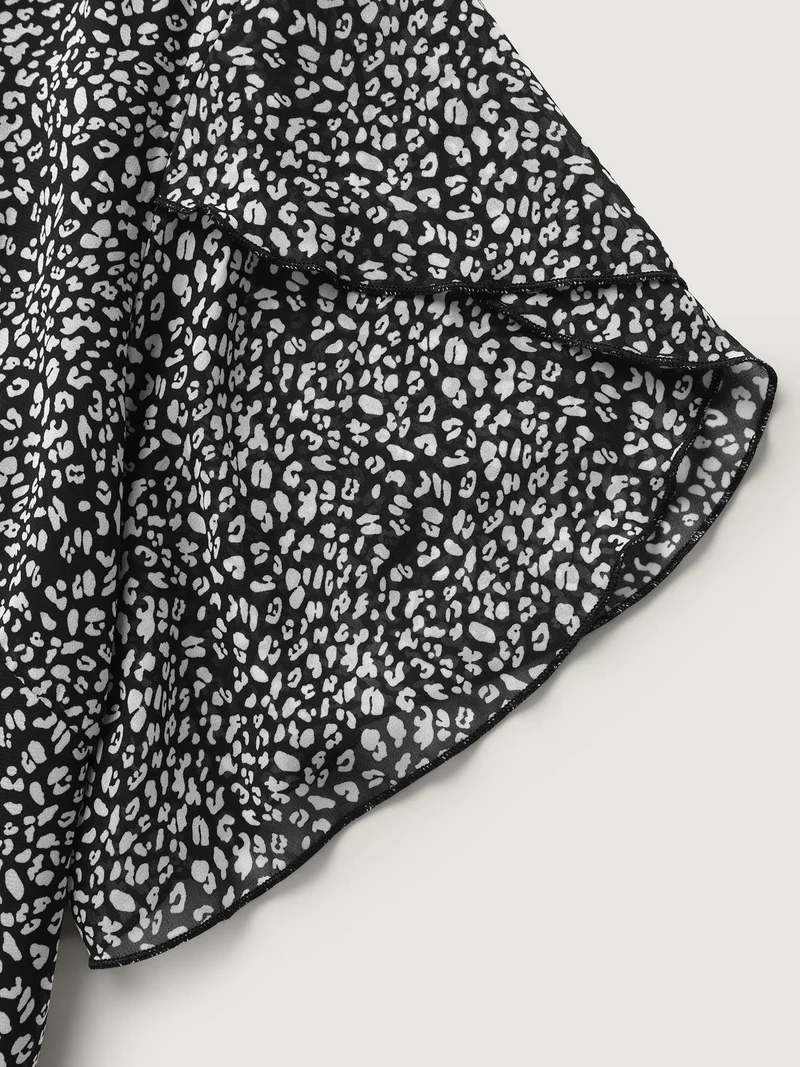Leopard Print Petal Layered Sleeve Blouse